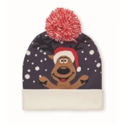 Gift Campaign Cappello natalizio lavorato a maglia in morbido acrilico con pompon></noscript> Gadget Natalizi