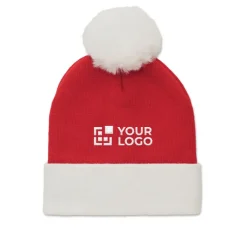 Gift Campaign Cappello natalizio lavorato a maglia in poliestere PET con pompon></noscript> Gadget Natalizi