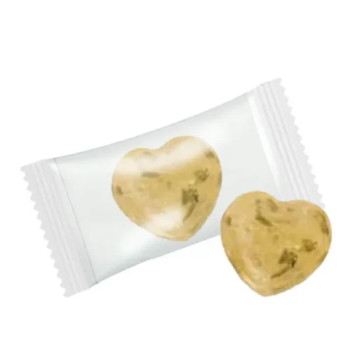 Gift Campaign Caramelle cuore con pezzi di frutta o erbe aromatiche personalizzate 3g> Caramelle Personalizzate