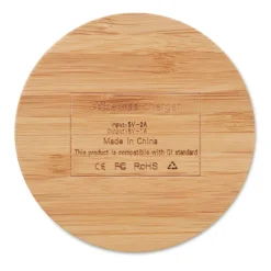 Gift Campaign Caricabatteria portatili personalizzabili rotondi in bambù 5W Natura></noscript> Caricabatterie