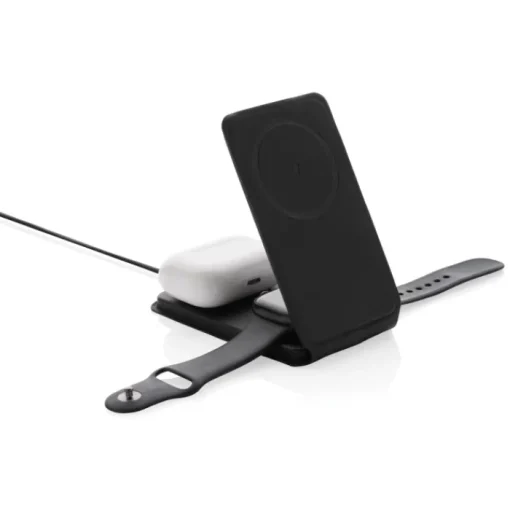 Gift Campaign Caricabatterie wireless 3 in 1 pieghevole con supporto per cellulare> Caricabatterie