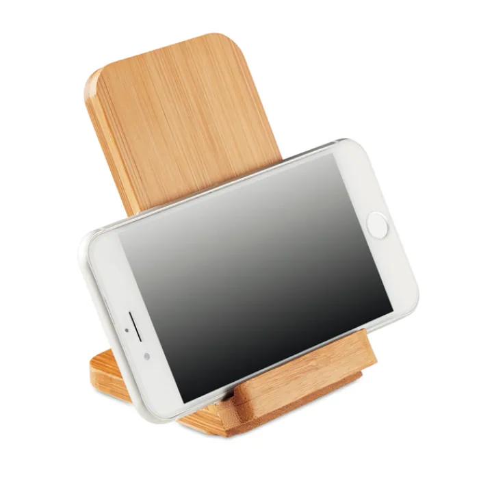 Gift Campaign Caricabatterie wireless con supporto in bambù 5W Natura Stand> Caricabatterie|Gadget Per L'Ufficio
