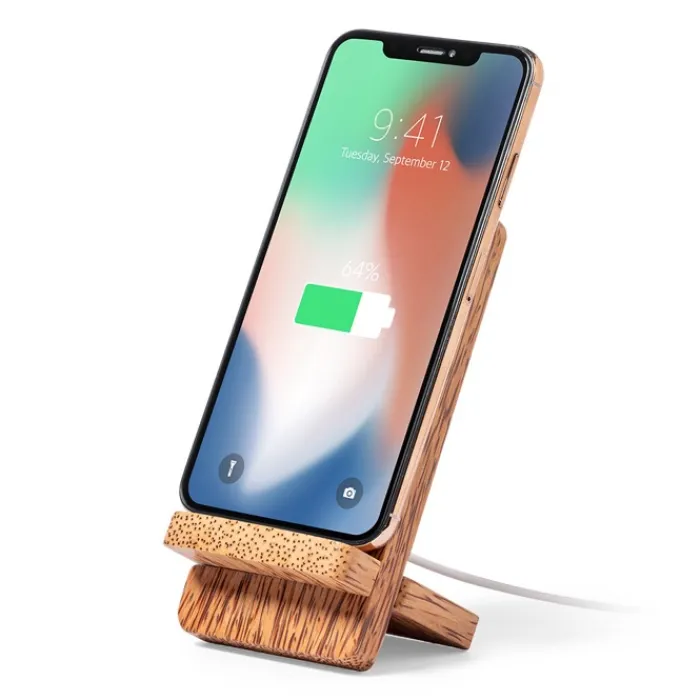 Gift Campaign Caricabatterie wireless da 15W con supporto in noce di cocco Up Coco> Caricabatterie