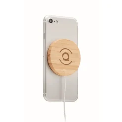 Gift Campaign Caricabatterie wireless magnetico rotondo in bambù 10W Magnet></noscript> Caricabatterie