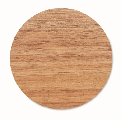 Gift Campaign Caricabatterie wireless rotondo in legno di acacia e PU riciclato 15W> Caricabatterie