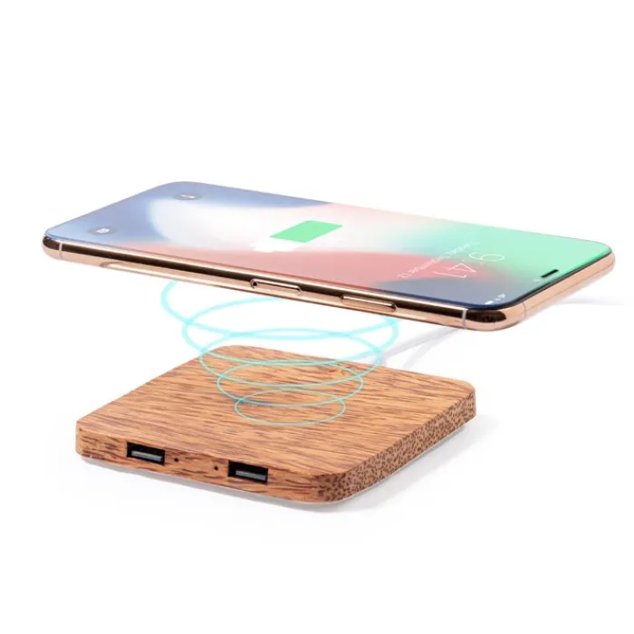 Gift Campaign Caricatore quadrato in noce di coccoCaribatterie wireless Coco> Caricabatterie