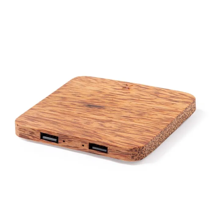 Gift Campaign Caricatore quadrato in noce di coccoCaribatterie wireless Coco> Caricabatterie