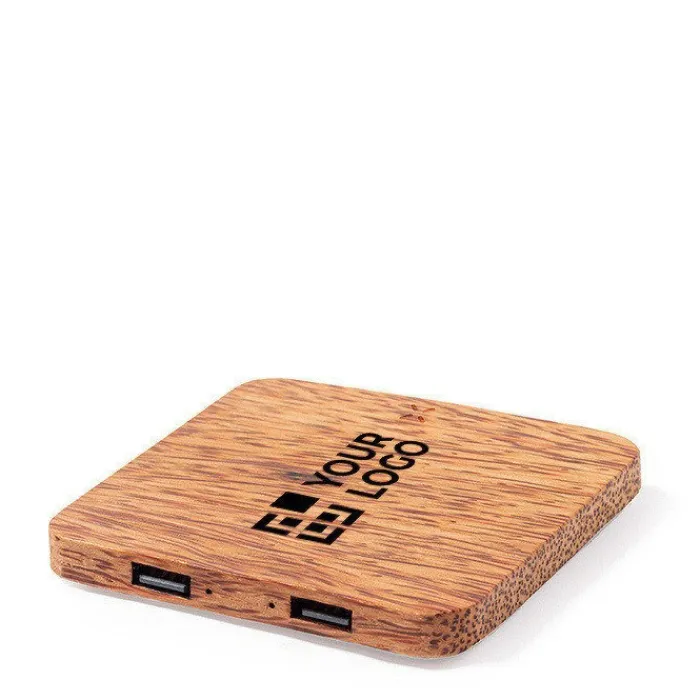 Gift Campaign Caricatore quadrato in noce di coccoCaribatterie wireless Coco> Caricabatterie