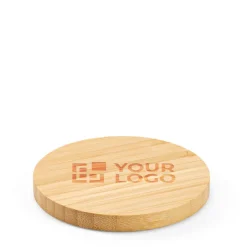 Gift Campaign Caricatore wireless in bambù di forma rotonda con ricarica da 15W></noscript> Caricabatterie