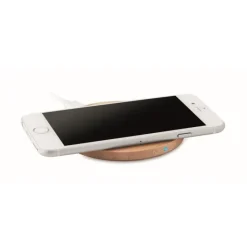 Gift Campaign Caricatore wireless in bambù a ricarica rapida con logo da 15W Natura></noscript> Caricabatterie