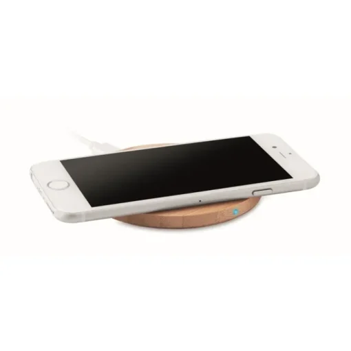 Gift Campaign Caricatore wireless in bambù a ricarica rapida con logo da 15W Natura> Caricabatterie