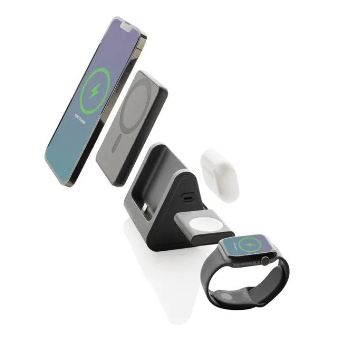 Gift Campaign Caricatore wireless in plastica RCS con powerbank per 3 dispositivi> Caricabatterie