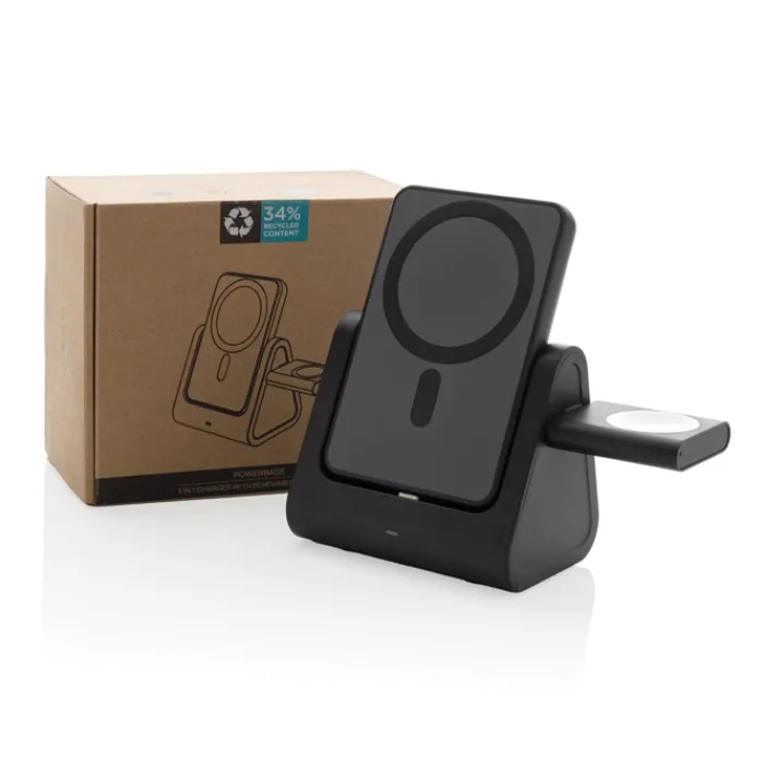 Gift Campaign Caricatore wireless in plastica RCS con powerbank per 3 dispositivi> Caricabatterie