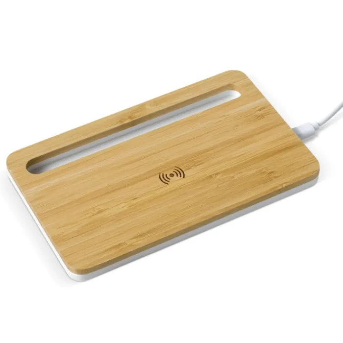 Gift Campaign Caricatore wireless personalizzato in bambù con supporto 5W Tray> Caricabatterie|Gadget Per L'Ufficio