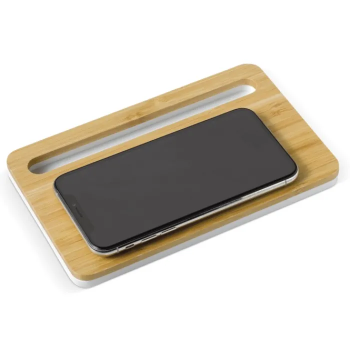 Gift Campaign Caricatore wireless personalizzato in bambù con supporto 5W Tray> Caricabatterie|Gadget Per L'Ufficio