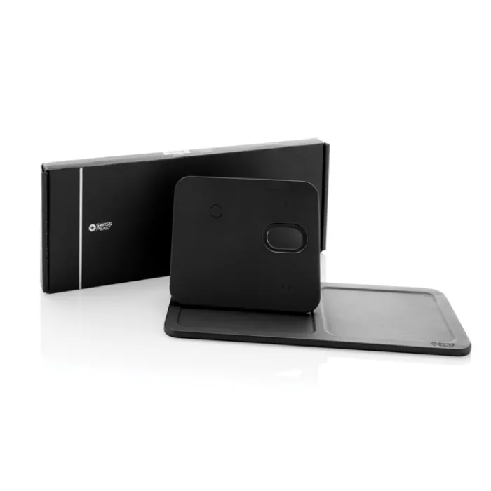 Gift Campaign Caricatore wireless pieghevole 3 in 1 e vassoio da tavolo in PU RCS> Caricabatterie