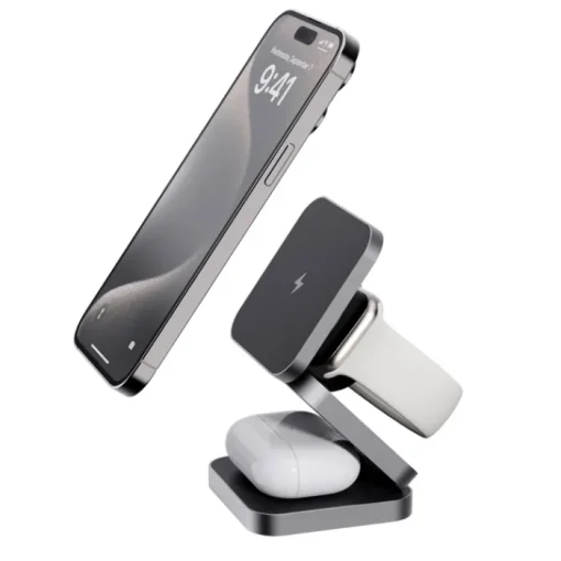 Gift Campaign Caricatore wireless portatile in alluminio riciclato per 3 dispositivi> Caricabatterie