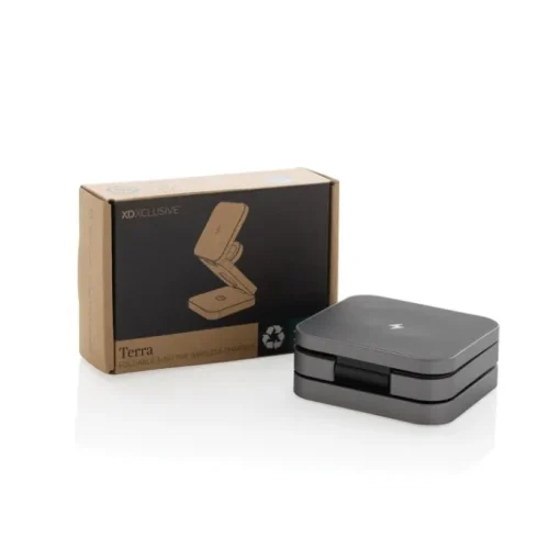 Gift Campaign Caricatore wireless portatile in alluminio riciclato per 3 dispositivi> Caricabatterie