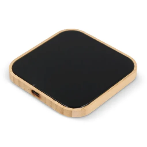 Gift Campaign Caricatore wireless quadrato in bambù e vetro 10W> Caricabatterie