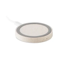 Gift Campaign Caricatore wireless rotondo in paglia e ABS da 5W Natural Round></noscript> Caricabatterie