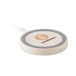 Gift Campaign Caricatore wireless rotondo in paglia e ABS da 5W Natural Round></noscript> Caricabatterie