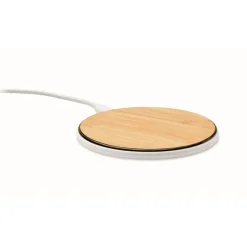 Gift Campaign Caricatore wireless rotondo da 10W personalizzato in bambù e ABS Fast> Caricabatterie