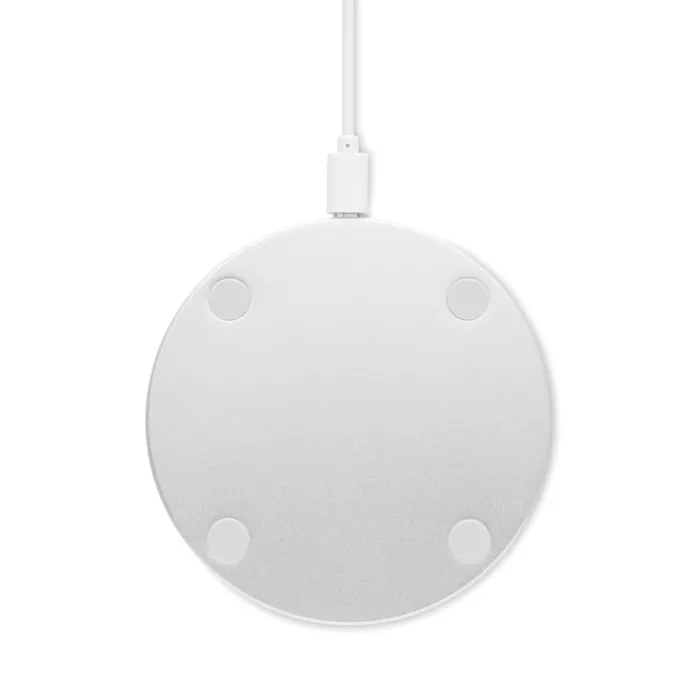 Gift Campaign Caricatore wireless rotondo a ricarica rapida in bambù e alluminio 10W> Caricabatterie