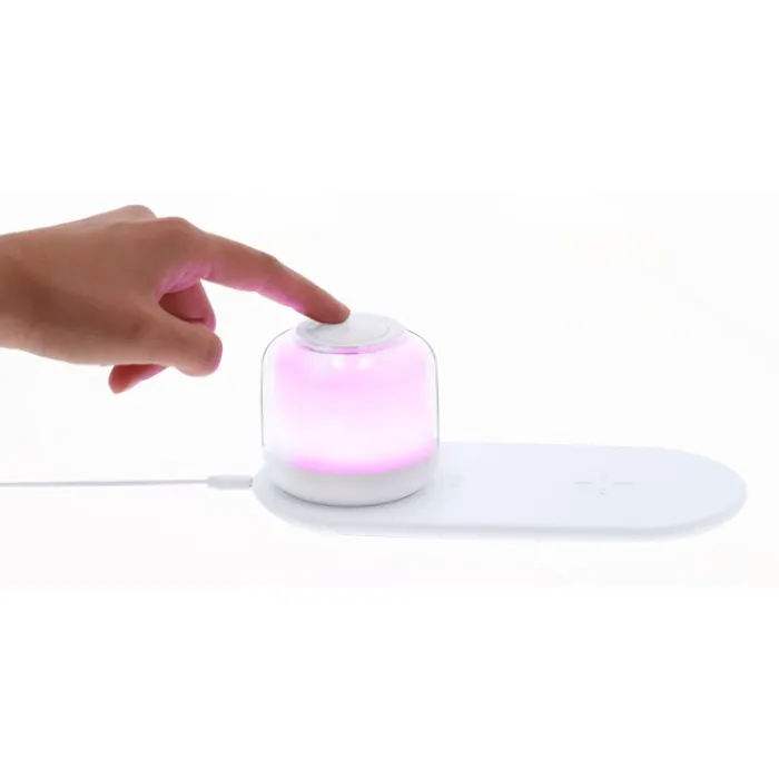 Gift Campaign Caricatore wireless 15W con lampada 12 LED a luce bianca e multicolore> Caricabatterie
