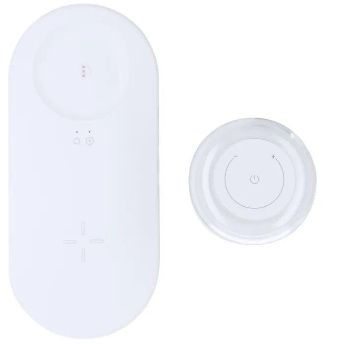 Gift Campaign Caricatore wireless 15W con lampada 12 LED a luce bianca e multicolore> Caricabatterie