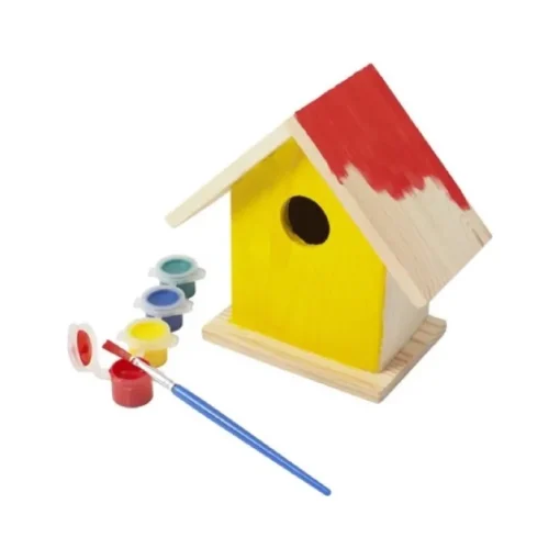 Gift Campaign Casetta per uccelli in legno con colori a tempera e pennello Birdhouse> Matite Colorate