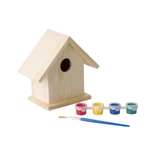 Gift Campaign Casetta per uccelli in legno con colori a tempera e pennello Birdhouse> Matite Colorate