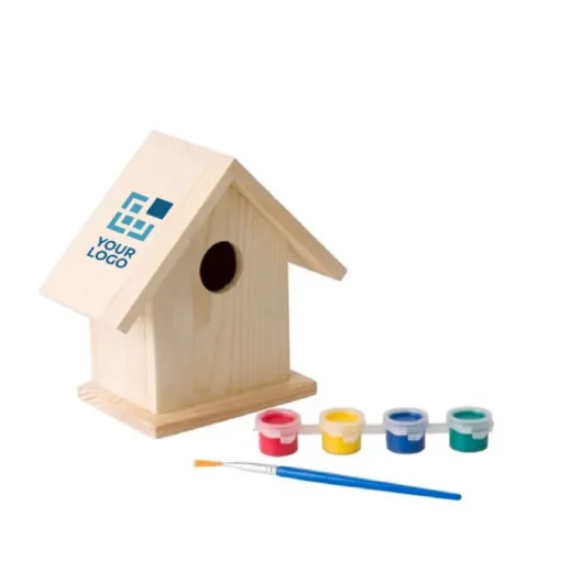 Gift Campaign Casetta per uccelli in legno con colori a tempera e pennello Birdhouse> Matite Colorate