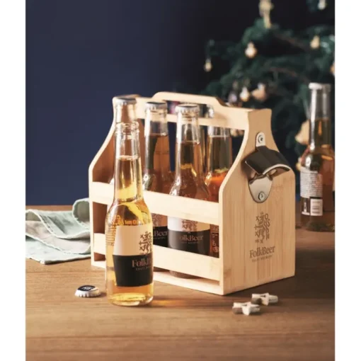 Gift Campaign Cassetta in bambù per 6 bottiglie di birra con apribottiglie in metallo> Altri Utensili Da Cucina