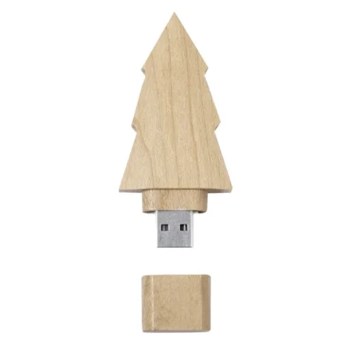 Gift Campaign Chiavetta USB in legno a forma di abete con cappuccio da 16GB> Gadget Natalizi