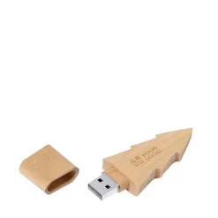 Gift Campaign Chiavetta USB in legno a forma di abete con cappuccio da 16GB></noscript> Gadget Natalizi
