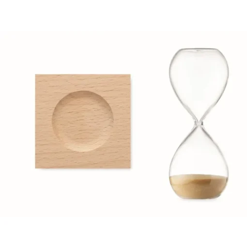 Gift Campaign Clessidra 5 min in vetro borosilicato con base in legno di pino Time> Altri Gadget Pubblicitari|Gadget Per L'Ufficio