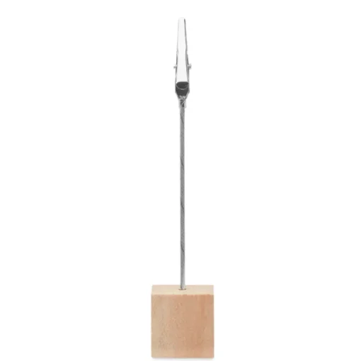 Gift Campaign Clip portafoto pubblicitaria con base cubica in Wood> Gadget Per L'Ufficio