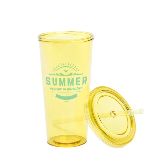 Gift Campaign Colorati bicchieri personalizzati trasparenti con cannuccia 750ml Straw> Bicchieri Di Plastica Personalizzati