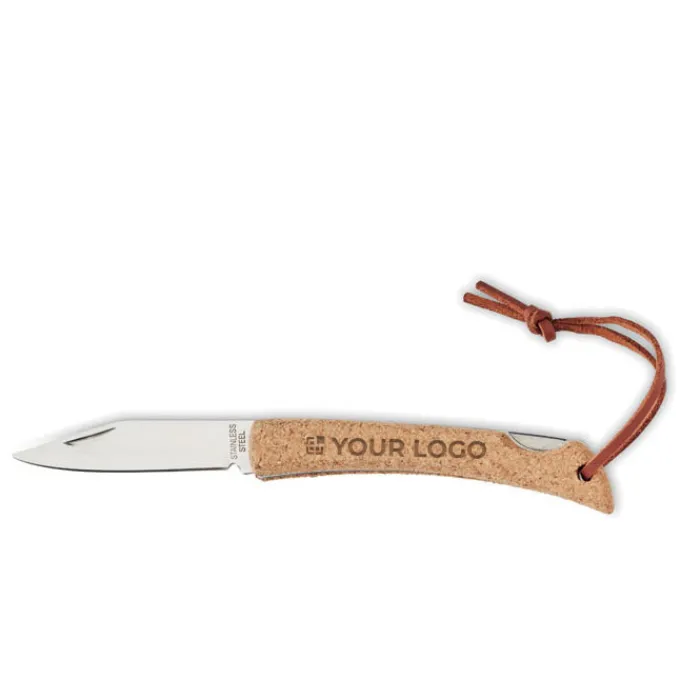 Gift Campaign Coltellino pieghevole in acciaio inox con manico rivestito in sughero> Coltellini