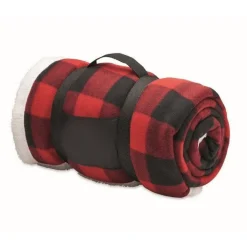 Gift Campaign Coperta di pile a quadri foderata in sherpa rPET e poliestere 230g/m²> Coperte