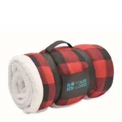 Gift Campaign Coperta di pile a quadri foderata in sherpa rPET e poliestere 230g/m²></noscript> Coperte