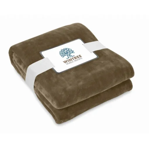 Gift Campaign Coperta in flanella con nastro e cartoncino con logo 280 g/m2 Nap RPET> Coperte