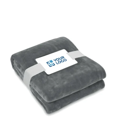Gift Campaign Coperta in flanella con nastro e cartoncino con logo 280 g/m2 Nap RPET> Coperte