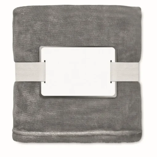 Gift Campaign Coperta in flanella con nastro e cartoncino con logo 280 g/m2 Nap RPET> Coperte