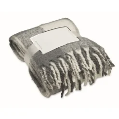 Gift Campaign Coperta in poliestere rPET mohair con disegno a quadri e frange> Coperte