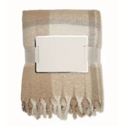 Gift Campaign Coperta in poliestere rPET mohair con disegno a quadri e frange></noscript> Coperte