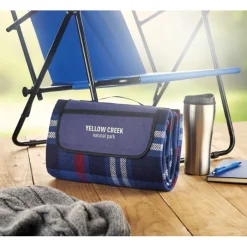 Gift Campaign Coperta promozionale pieghevole con chiusura e manico Picnic Parkview></noscript> Coperte