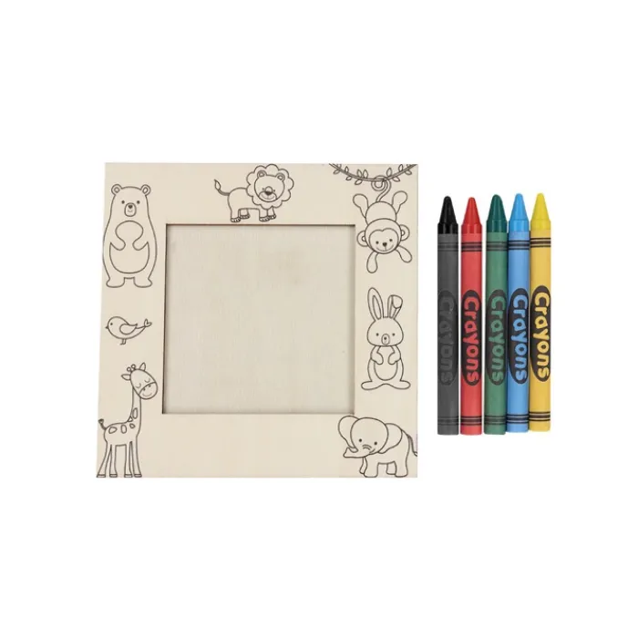 Gift Campaign Cornice in legno con disegni di animali da colorare con pastelli> Giochi E Passatempo