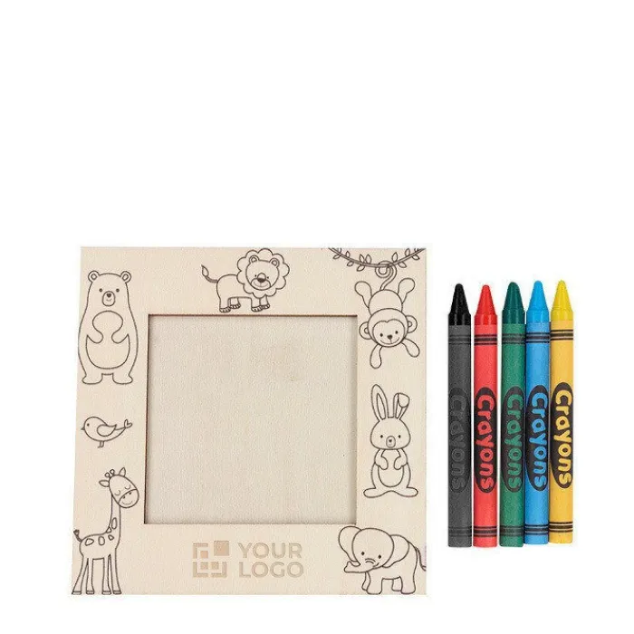 Gift Campaign Cornice in legno con disegni di animali da colorare con pastelli> Giochi E Passatempo