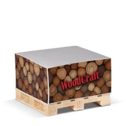 Gift Campaign Cubo post-it con 420 foglietti lisci FSC su pallet in legno 10x10x5 cm> Block Notes
